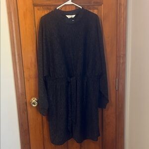 Primark Charcoal Dolman Sweater Tie Waist Shift Dress